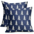 thumbnail image 1 of Christmas Pillow Covers 18x18 Set of 2 Navy Blue Xmas Tree Rustic Style Winter Print Decorative Outdoor Pillowcases Holiday Decorations Throw Cushion Case Decor for Couch Sofa Bed, 1 of 6