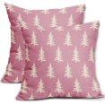 thumbnail image 1 of Christmas Pillow Covers 18x18 Set of 2 Pink Xmas Tree Rustic Style Winter Print Decorative Outdoor Pillowcases Holiday Decorations Throw Cushion Case Decor for Couch Sofa Bed, 1 of 1