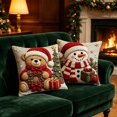 thumbnail image 1 of Christmas Pillow Covers 18x18 Set of 2, Rustic Santa SnowmanTeddy Bear Reindeer Winter Hoilday Decorative Throw Pillow Covers for Home Bedroom Living Room(B), 1 of 6