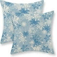 thumbnail image 1 of Christmas Pillow Covers 18x18 Set of 2 Winter Blue White Snowflake Throw Pillows Outdoor Christmas Decorations Blue Pillow Cases Linen Farmhouse Holiday Decor Cushion Covers for Couch Home, 1 of 7