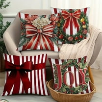 Christmas Pillow Covers 18x18 Set Of 4,Christmas Throw Pillow Covers Decoration,Christmas Pillowcase Covers,Christmas Decorative Pillow Cases with Soft Fabric Hidden Zipper for Home Decor