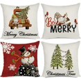 thumbnail image 1 of Christmas Pillow Covers 18x18 Set of 4 for Christmas Decorations Gnomes Snowman Merry Christmas Tree Farmhouse Pillow Cover Cases Slipcovers for Couch Sofa, 1 of 5