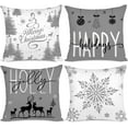 thumbnail image 1 of Christmas Pillow Covers 18x18 Set of 4 Farmhouse Christmas Decorations Happy Holidays Holly Jolly Snowflake Merry Christmas Decor Pillow Cover Cushion Case for Couch Sofa(Grey), 1 of 6