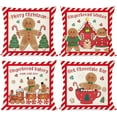 thumbnail image 1 of Christmas Pillow Covers 18x18 Set of 4 Gingerbread House Hot Cocoa Farmhouse Christmas Decorations Red Merry Christmas Pillows Decorative Throw Pillows Cases, 1 of 6