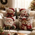 thumbnail image 1 of Christmas Pillow Covers 18x18 Set of 4, Rustic Santa SnowmanTeddy Bear Reindeer Winter Hoilday Decorative Throw Pillow Covers for Home Bedroom Living Room(A), 1 of 8