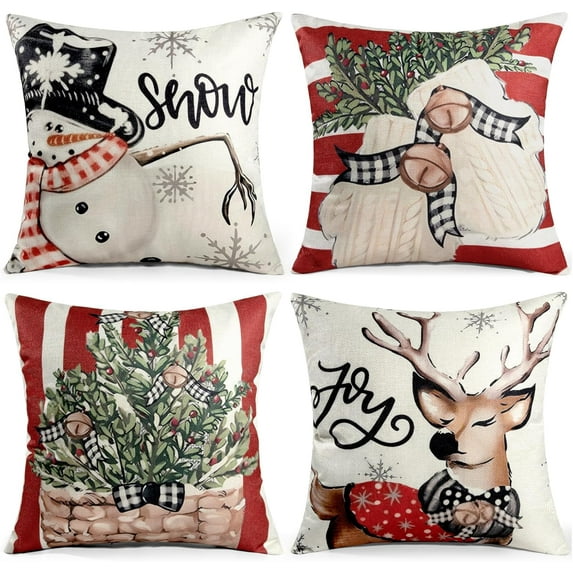 Christmas Pillow Covers 18x18 inch, Set of 2 Christmas Tree Decoration Soft Plush Faux Fur Throw Pillows Covers for Winter Holiday Festivals Bedroom Sofa Home Decor (Green)
