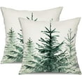 thumbnail image 1 of Christmas Pillow Covers 18x18 inch Set of 2 Watercolor Blue Green Christmas Tree Rustic Style Nature Forest Print Decorative Throw Pillows Winter Christmas Decor 32, 1 of 6