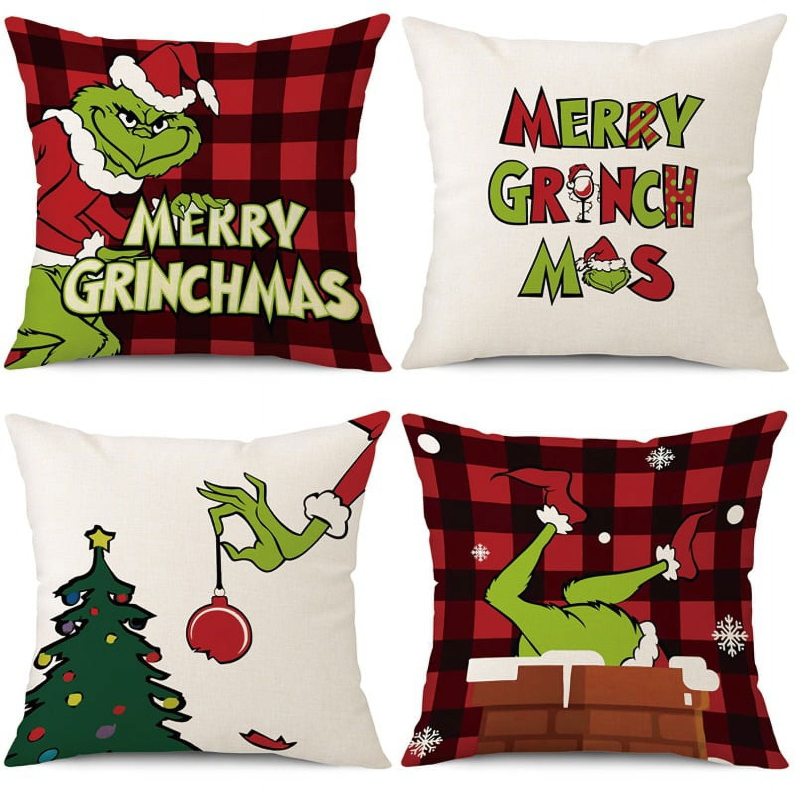 MELLCO Buffalo Plaid Christmas Pillow Covers 18x18 Set of 4 Marry Bright Christmas  Pillows Winter Holiday Throw Pillows Farmhouse Christmas Decor Red Truck Xmas  Decorations for Couch 