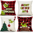 thumbnail image 1 of Christmas Pillow Covers 18x18 inch Set of 4 for Decorations Red Buffalo Plaid Pillows Xmas Cushion Case Winter Holiday Merry Throw Farmhouse Decor Couch, 1 of 7