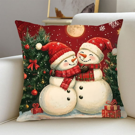Christmas Pillow Covers 18x18 inch Set of 4, Winter Decorative Throw Pillow Case, Christmas Cushion Case Decor, Holiday Home Decoration for Sofa Couch