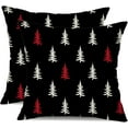 thumbnail image 1 of Christmas Pillow Covers 18x18 inch Set of 2 Christmas Tree Decorative Black Throw Pillow Covers Winter Famliy Decoration for Home Couch, 1 of 6