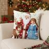 Christmas Pillow Covers 18x18 inch Winter Lady and Santa Claus Xmas Soft Plush Fabric Throw Pillow Covers, Holiday Cushion Case for Couch Christmas Decorations D