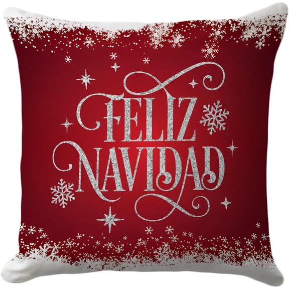 Christmas Pillow Covers 18x18 \u2013 Feliz Navidad Throw Pillow Case with Snowflakes \u2013 Red Holiday Cushion Cover for Couch or Latino Christmas Decor