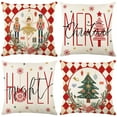 thumbnail image 1 of Christmas Pillow Covers 18x18inch Nutcracker Christmas Decor Linen Pillowcase Christmas Decorative Throw Pillows Farmhouse Winter Holiday Decor Outdoor Cushion Covers for Couch Home Deocr, 1 of 10