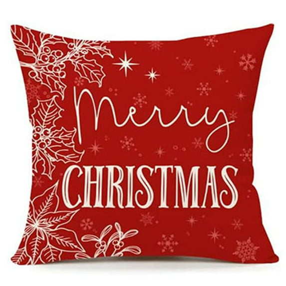 Christmas Pillow Covers 18x18inch Snowman Wreath Santa Claus Tree Decorative White Throw Pillow Covers Winter Farmhouse Decoration for Home Couch