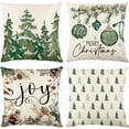 thumbnail image 1 of Christmas Pillow Covers 20 x 20 Inch Set of 4 Merry Christmas Trees Snowflake Joy Throw Pillow Covers Xmas Winter Holiday Decorative Pillow Covers Cushion Cases Decoration for Sofa Couch, 1 of 6