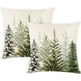 thumbnail image 1 of Christmas Pillow Covers 20x 20 Inch Set of 2 Green Watercolor Christmas Tree Nature Forest Decorative Throw Pillows Xmas Winter Holiday Decorative Pillow Covers Cushion Cases for Sofa Couch, 1 of 1