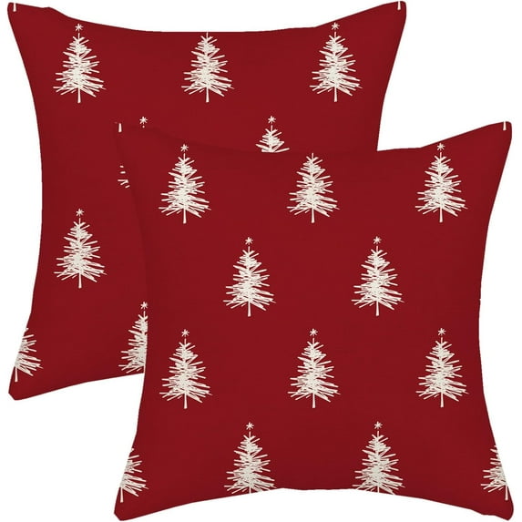 Christmas Pillow Covers 20x20 Christmas Tree Red White Decor Throw Pillows Case for Couch Winter Xmas Indoor Outdoor Decorative Cushion Cases for Sofa Bed Decorations Set of 2