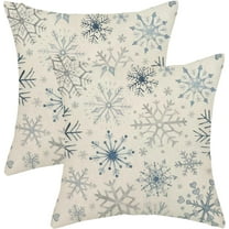 Christmas Pillow Covers 20x20 Inch 2 Pcs Navy Blue Grey Geometric Snowflake Decor Throw Pillows Winter Xmas Holiday Rustic Farmhouse Decoration Pillowcase Linen Cushion Cover for Couch Sofa Bed