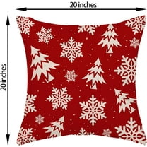 Christmas Pillow Covers 20x20 Inch 2 Pcs Red Cream Christmas Tree Decor Throw Pillows Winter Snowflakes Xmas Holiday Farmhouse Decorations Pillowcase Linen Cushion Cover for Couch Sofa Bed