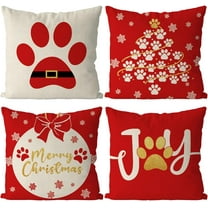 Christmas Pillow Covers 20x20 Inch Dog Paws Red Throw Pillow Covers Xmas Winter Pillowcase Home Decor Living Room Farmhouse Decorative Cushion Case for Sofa Couch