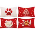 thumbnail image 1 of Christmas Pillow Covers 20x20 Inch Dog Paws Red Throw Pillow Covers Xmas Winter Pillowcase Home Decor Living Room Farmhouse Decorative Cushion Case for Sofa Couch, 1 of 1