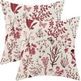 thumbnail image 1 of Christmas Pillow Covers 20x20 Inch Set of 2,Burgundy Red Wild Flower Plant Throw Pillows Case,Seasonal Floral Outdoor Decorative Square Linen Farmhouse Decor Cushion Covers for Home Sofa bed Couch, 1 of 6