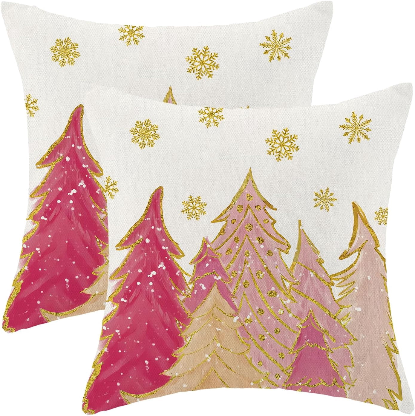 Christmas Pillow Covers 20x20 Inch Set of 2 Hot Pink Christmas Trees ...