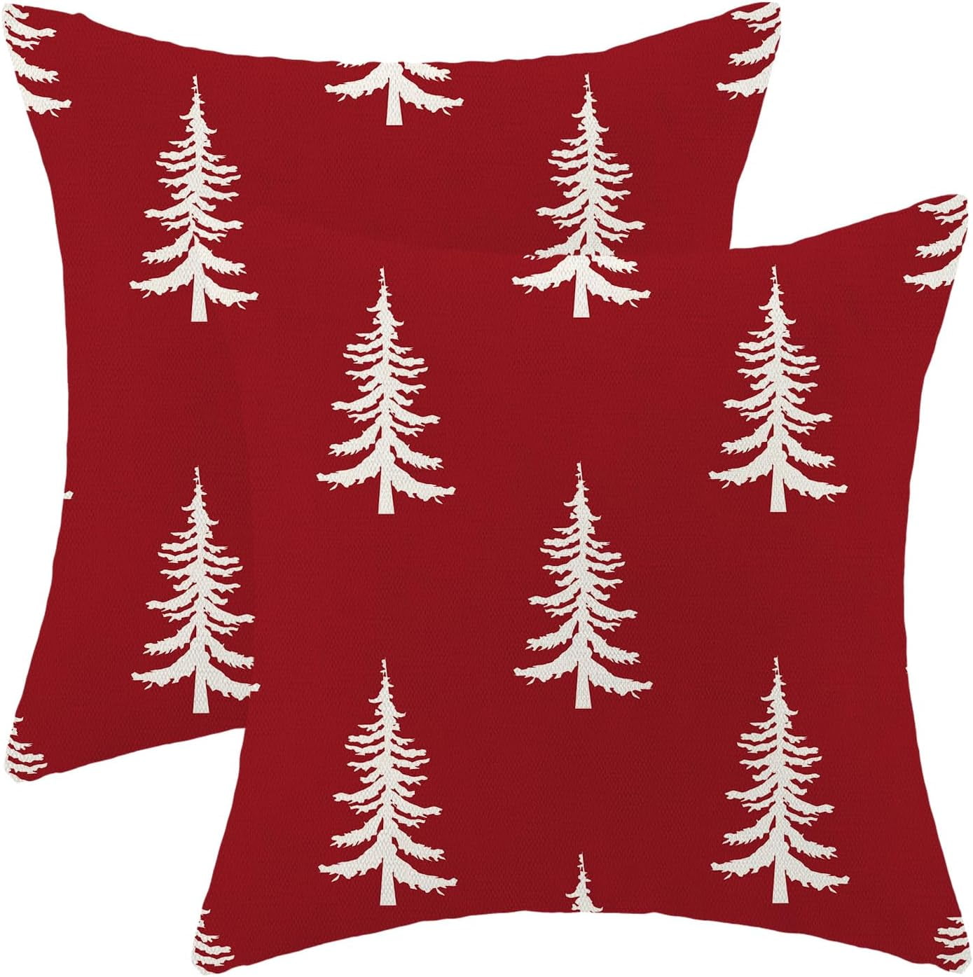 Christmas Pillow Covers 20x20 Inch Set of 2 Red Cream Christmas Tree ...