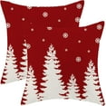 thumbnail image 1 of Christmas Pillow Covers 20x20 Inch Set of 2 Red Cream Christmas Tree Snowflakes Decor Throw Pillows Winter Xmas Holiday Outdoor Cushion Cases for Couch Bed Decorations, 1 of 6