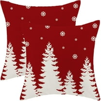 Christmas Pillow Covers 20x20 Inch Set of 2 Red Cream Christmas Tree Snowflakes Decor Throw Pillows Winter Xmas Holiday Outdoor Cushion Cases for Couch Bed Decorations