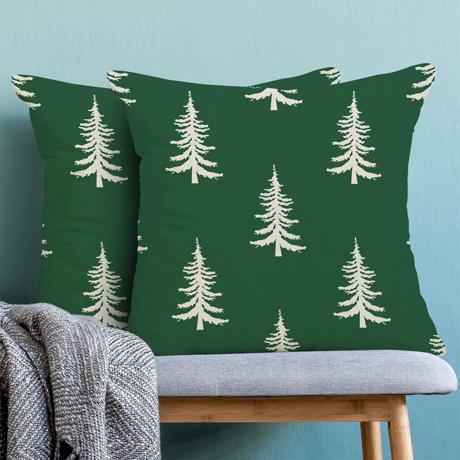 Christmas Pillow Covers 20x20 Inch Set of 2 Sage Green Cream Christmas ...