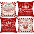 thumbnail image 1 of Christmas Pillow Covers 20x20 Inch Set of 4 Gingerbread Bakery Decorative Throw Red Stripe Pillows Covers Merry Christmas Winter Holiday Decor for Couch 155, 1 of 1