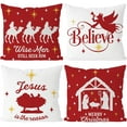 thumbnail image 1 of Christmas Pillow Covers 20x20 Inch Set of 4 Navitity Religious Throw Pillow Covers Red And White Christmas Xmas Winter Pillowcase Home Decor Living Room House Decorative Cushion Case for Sofa Couch, 1 of 6