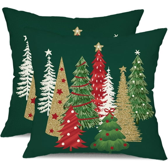 Christmas Pillow Covers 20x20 Inch Set of 2 Christmas Tree Decorative Green Throw Pillows Winter Christmas Decor for Home Couch TH-50B20