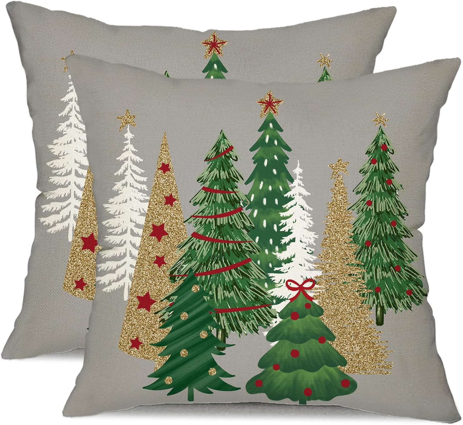 Christmas Pillow Covers 20x20 Inch Set of 2 Christmas Tree Decorative ...