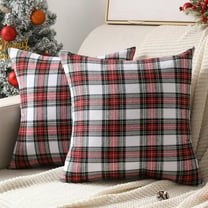 Christmas Pillow Covers 20x20 Set of 2 Buffalo Plaid Striped Christmas Pillow Red and White Christmas Decorations Throw Pillow Cover for Living Room Couch Sofa