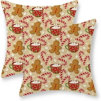 Christmas Pillow Covers 20x20 Set of 2 Gingerbread Man Candy Cane Snowflake Throw Pillows Outdoor Christmas Decorations Pillowcase Winter Farmhouse Holiday Decor Cushion Covers for Couch Home