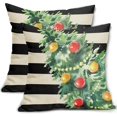 thumbnail image 1 of Christmas Pillow Covers 20x20 Set of 2 Green Watercolor Xmas Tree Black Stripes Print Decorative Outdoor Pillowcases Winter Holiday Farmhouse Throw Cushion Case Decor for Couch Sofa Bed, 1 of 6