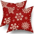 thumbnail image 1 of Christmas Pillow Covers 20x20 Set of 2 Red Xmas Snowflakes Snow Holiday Decoration Print Decorative Outdoor Pillowcases Seasonal Winter Gift Farmhouse Throw Cushion Case Decor for Couch Sofa Bed, 1 of 6