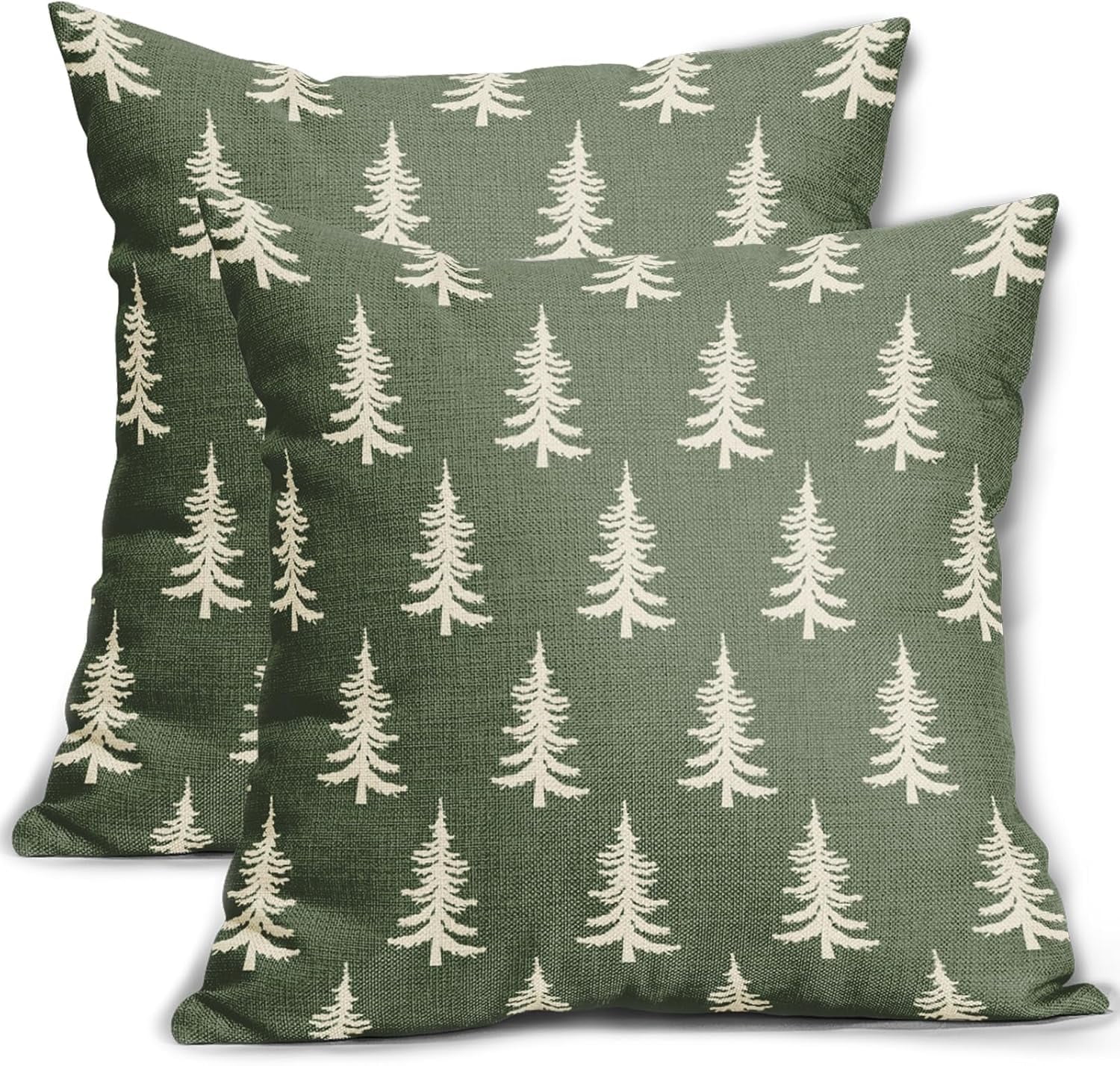 Christmas Pillow Covers 20x20 Set of 2 Sage Green Xmas Tree Rustic ...