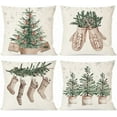 thumbnail image 1 of Christmas Pillow Covers 20x20 Set of 4 Christmas Tree Gloves Neutral Christmas Decor Outdoor Xmas Winter Holiday Beige Decorative Throw Pillow Case Home Decorations for Living Room Couch, 1 of 6