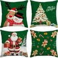 thumbnail image 1 of Christmas Pillow Covers 20x20 Set of 4 Green Xmas Decorative Throw Pillows Christmas Tree Deer Santa Pillow Cases Home Outdoor Sofa Couch Cushion Covers for Christmas Decorations (20 by 20), 1 of 2