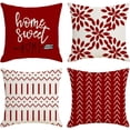 thumbnail image 1 of Christmas Pillow Covers 20x20 Set of 4, Modern Sofa Throw Pillow Cover for Christmas Decor, Decorative Outdoor Linen Fabric Pillow Case for Couch Bed Car, Red, 1 of 2