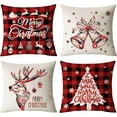thumbnail image 1 of Christmas Pillow Covers 20x20 Set of 4 Red Green Xmas Decorative Throw Pillows Christmas Tree Deer Santa Pillow Cases Home Outdoor Sofa Couch Cushion Covers for Christmas Decorations (20 by 20), 1 of 5