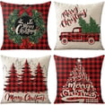 thumbnail image 1 of Christmas Pillow Covers 20x20 Set of 4 - Double Sided Printing Linen Christmas Throw Pillow Covers - Christma Decor Cushion Case for Couch, 1 of 6