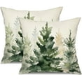 thumbnail image 1 of Christmas Pillow Covers 20x20 inch Set of 2 Watercolor Blue Green christmas tree Decorative White Throw Pillow Covers Winter Famliy Decoration for Home couch TH-31C20, 1 of 6
