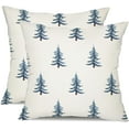 thumbnail image 1 of Christmas Pillow Covers 20x20 inch Set of 2 Winter Blue Christmas Tree Decorative White Throw Pillow Covers Winter Famliy Decoration for Home Couch TH-30M20, 1 of 5