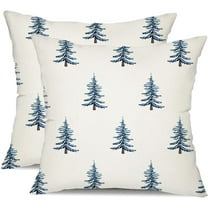 Christmas Pillow Covers 20x20 inch Set of 2 Winter Blue Christmas Tree Decorative White Throw Pillow Covers Winter Famliy Decoration for Home Couch TH-30M20