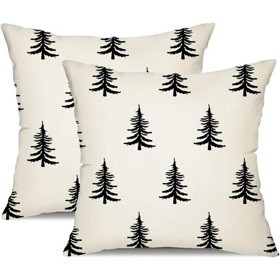 Christmas Pillow Covers 20x20 inch Set of 2 Christmas Tree Decorative White Throw Pillow Covers Winter Famliy Decoration for Home Couch TH-30A20
